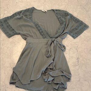Entro Sage Green Lace Trim Romper